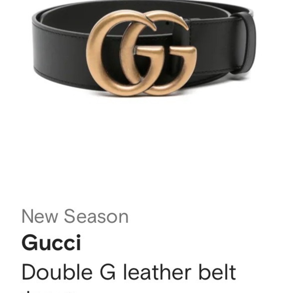 Gucci Black Leather Belt with Antique Gold Double G Buckle